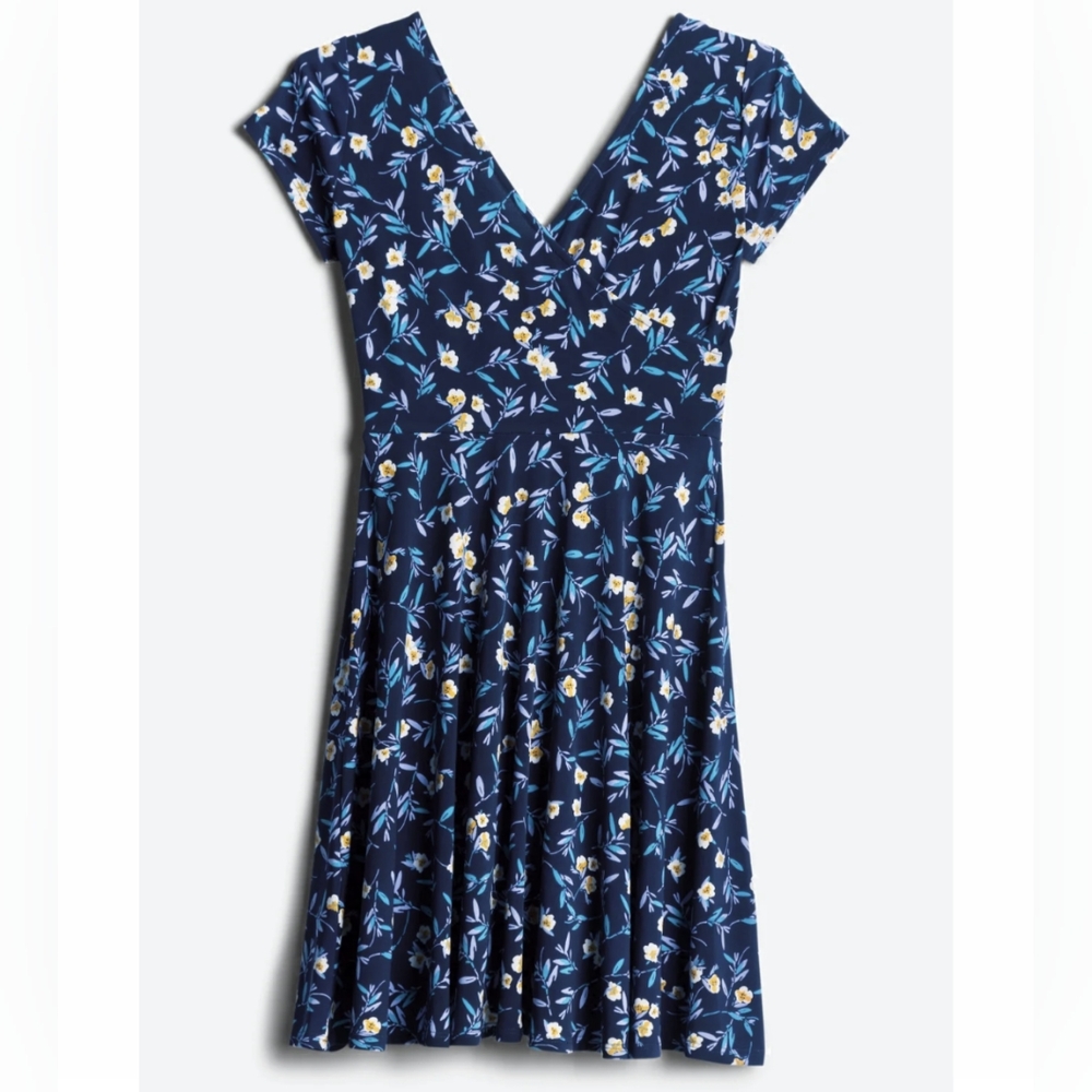 Kaileigh Navy Blue Floral Amandine Dress Size Small
